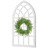 Sintosin Large Farmhouse Arched Window Frame Wall Decor 44 X 24 Inch, Hanging Distressed White Window Pane Wall Decor Living Room, Rustic Wooden Faux Windows for Bedroom Fireplace Entryway Sintosin