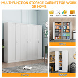 Kooyon Metal Storage Cabinet with Locking Doors and 4 Adjustable Shelves,71"" Tall Metal Garage Storage Cabinet,Metal Cabinet Storage for Office,Home,Garage,Gym,School (White/Required-Assembly) Kooyon