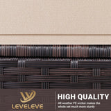 LEVELEVE Balcony Furniture 5 Piece Patio Conversation Set, PE Wicker Rattan Outdoor Lounge Chairs with Soft Cushions 2 Ottoman&Glass Table for Porch, Lawn-Brown Wicker LEVELEVE