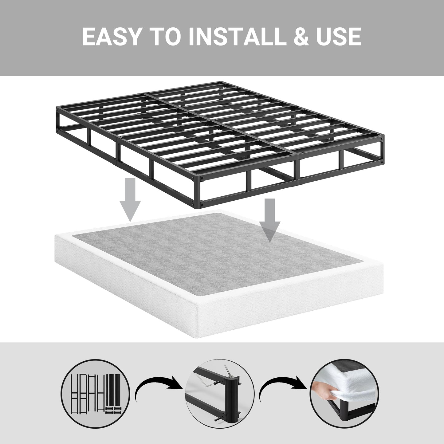 Uliesc King Box Spring, 9 Inch High Profile King Size Box Spring, Strong Metal Frame, Noise Free, Easy Assembly, 3000lbs Weight Capacity