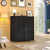DWVO Fabric Dresser for Room, Tall Storage 8 Drawers, Black Dresser & Chest of Drawers, Storage Drawer Organizer for Closet, Living Room DWVO