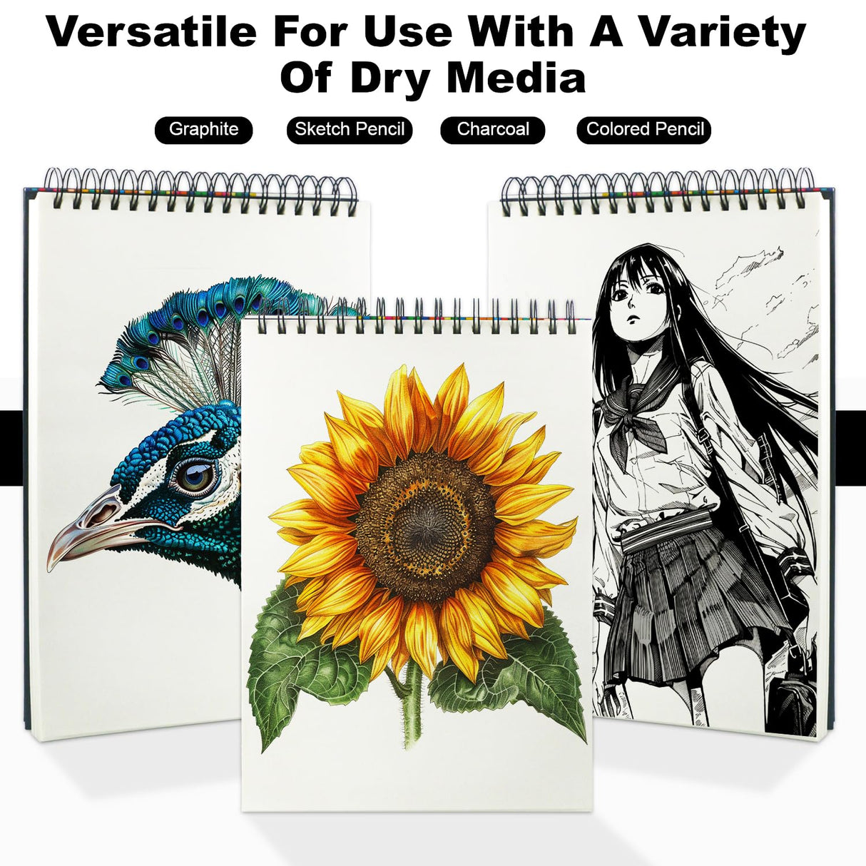 9" x 12" Sketch Book, Top Spiral Sketchbook, 100 Sheets Sketch Pad, (68 lb/100 GSM) Drawing Paper Pad, Drawing Notebook for Kids, Artist Sketchbook for Drawing, Illustration, Classroom Must Haves. Cewei