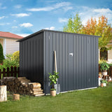 AECOJOY 7x3 Lean to Shed, 3x7 Outdoor Bike Sheds & Outdoor Storage Clearance, Small Lean to Metal Storage Shed, Outdoor Storage Cabinet Weatherproof for Bikes in Dark Grey AECOJOY