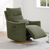CHITA Swivel Rocker Recliner Chair, Power Nursery Glider Recliner, Nursery Rocking Chair with Adjustable Power Headrest, FSC Certified, Solid Wood Base, Moss Green CHITA