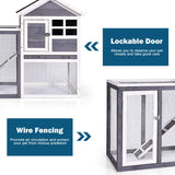 Tangkula Rabbit Hutch, Indoor Outdoor Bunny Cage with Run, Wooden Rabbit Cage with Waterproof Roof & Pull Out Tray, Chicken Coop Pet House for Rabbits, Chicken and Guinea Pigs (Gray) Tangkula