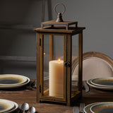 Stonebriar 18 Inch Rustic Wooden Candle Hurricane Lantern, For Table Top, Mantle, Wall Hanging, or Garden Display, Indoor & Outdoor Use, Extra Large Stonebriar
