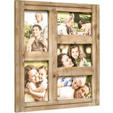 JUMBO DECOR Rustic Distressed Picture Photo Frame Collage - Farmhouse Natural Wood with 5 Openings 4x6 Picture Frame Wall Decor for Wall Hanging JUMBO DECOR