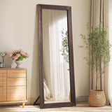 MirrMyst Rustic Farmhouse Full Length Mirror, 64"x21" Wood Frame Floor Mirror, Free Standing Mirror Leaning Wall Mirror Full Length, Full Body Mirror for Bedroom Living Room Cloakroom, Brown MirrMyst