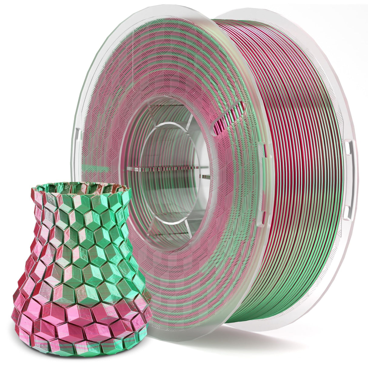 ELEGOO Silk PLA Filament 1.75mm Dual Color Green Red 1KG, 3D Printer Filament Dimensional Accuracy +/- 0.05mm, 1kg Spool(2.2lbs) 3D Printing Filament Fits for Most FDM 3D Printers ELEGOO