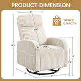 Yaheetech 360° Swivel Glider Chair for Nursery, Rocking Chair Nursing Chair with Side Pockets, Corduroy Glider for Living Room with High Back Beige Set of 2 Yaheetech