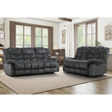 EBELLO Reclining Sofa Furniture Set, Loveseat Recliner Sofa and 3PC Bonded Manual Recliner Set for Living Room, Grey Green (Loveseat+Sofa) EBELLO
