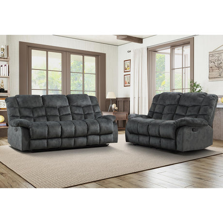 EBELLO Reclining Sofa Furniture Set, Loveseat Recliner Sofa and 3PC Bonded Manual Recliner Set for Living Room, Grey Green (Loveseat+Sofa) EBELLO