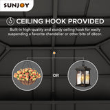 Sunjoy 12 x 16 ft. Wood Gazebo, Outdoor Patio Hardtop Gazebo, Standard Cedar Framed Wooden Gazebo with 2-Tier Metal Roof, Suitable for Patios, Lawn and Backyard, Matte Black Roof + Gray Wood Frame Sunjoy