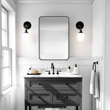Minuover Wall Mount Mirror for Bathroom, Brush Black Metal Framed Rounded Corner Rectangular Vanity Mirror (20" x 30", Black) Minuover
