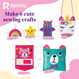My First Sewing Kit for Beginners Kids Children's Arts and Crafts, 6 Easy DIY Projects of Stuffed Animals and Pillows Craft for Kids Toys for Ages 4 5 6 7 8 9 Boys Girls Gift, Learn to Sew, Embroidery R RUCKERCO