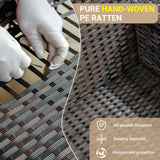 Jing's Villa 8-Piece Patio Furniture Set, All-Weather Outdoor Wicker Sectional Sofa with Cushions, Glass Table & Left and Right Armrest, Rattan Conversation Seating for Porch, Garden, Backyard,Beige Jing's Villa