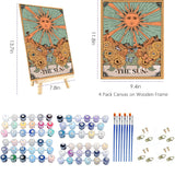 WUDWL Paint by Numbers Kit for Adults Framed Canvas, 3 Pack with Wooden Easel,Paint by Numbers for Kids Ages 8-12, Sun and Moon DIY Acrylic Landscape Oil Painting Arts Crafts, 9.45x11.8inch WUDWL