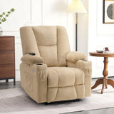MCombo Zero Gravity Power Recliner Chair with Heat and Vibration Massage, Reclining Chair with USB & Type C Ports, Cup Holders for Living Room, Fabric 8015 (Beige) MCombo