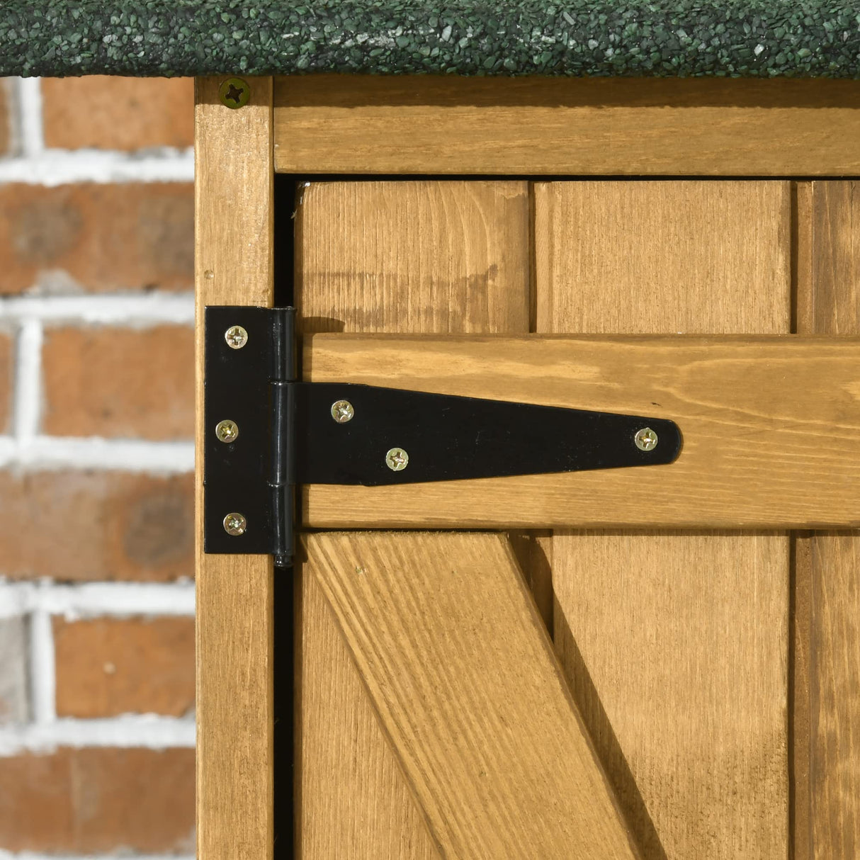 Outsunny Outdoor Storage Cabinet Wooden Garden Shed Utility Tool Organizer with Waterproof Asphalt Rood, Lockable Doors, 3 Tier Shelves for Lawn, Backyard, Natural Outsunny