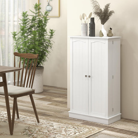 HOMCOM 41" Kitchen Pantry Storage Cabinet, Freestanding Kitchen Cabinet with 12 Door Shelves, Double Doors, 5-Tier Shelving and Adjustable Shelves, Paper White HOMCOM