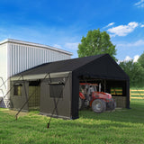 Bepatio 2 Car Carport, 20 x 20 Heavy Duty Metal Carport, All Weather Extra Large Car Port, Outdoor Portable Garage with Side-Opening Doors & Roll-Up Windows Bepatio