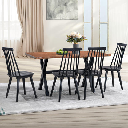 DUHOME Dining Chairs Set of 4 Wood Dining Room Chair Black Spindle Side Kitchen Room Country Farmhouse Chairs Black - WoodArtSupply