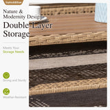 Sophia and William Boho Wicker Patio Furniture Set Outdoor Rattan Sectional Sets Conversation Set - Weather-Resistant, with Dual Storage Coffee Table Acacia Wood Legs for Garden, Patio & Deck(Beige) Sophia & William