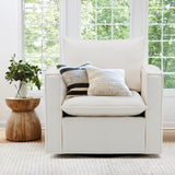 Swivel Accent Chair, 34 Inches Wide Upholstered Arm Chair with Plump Back Pillow, Modern Sofa Living Room Chair for Bedroom, Corner, Reading Nook-Beige COLAMY