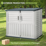 Devoko Resin Outdoor Storage Shed, 34 Cu Ft Outdoor Storage Cabinet Without Shelf, Waterproof, Double Locks, Resin Storage for Trash Can, Garden Tools, Pool Supplies (Beige) Devoko