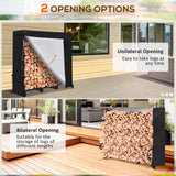 LOENIY 4ft Firewood Rack Outdoor with Waterproof Widened Cover, Heavy Duty Firewood Holder includes Hooks, Powder-coated Wood Rack with Carrier Bag, Firewood Storage Rack for Fireplace Deck Patio LOENIY