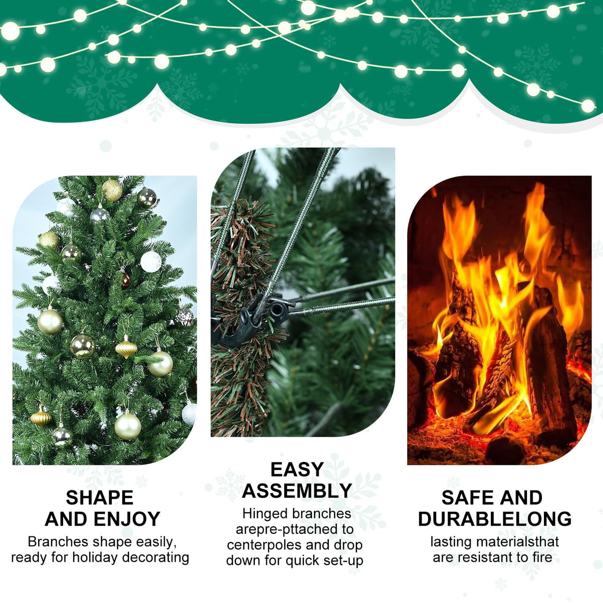 Treepool 8 FT Artificial Christmas Tree with 2639 PE&PVC Mixed Branch Tips, Unlit Hinged Premium Spruce Fake Xmas Trees, Green, Foldable Base Treepool