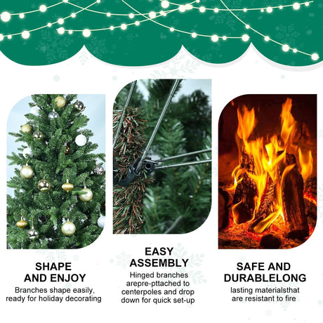5 FT Artificial Christmas Tree with 1020 PE&PVC Mixed Branch Tips, Unlit Hinged Premium Spruce Fake Xmas Trees, Green, Foldable Base Treepool