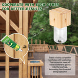 2 PCS Wood Carpenter Bee Trap for Outside - Best Bee Trap - Cube Style Nature Hanging Carpenter Bee Traps Plastic Jar Outdoor - Insect Traps Best Bee Trap