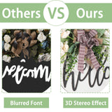 Welcome sign for front door Round Wood Sign Hanging Welcome Sign for Farmhouse porch Spring Welcome Sign Front Door Decoration FLOWERS