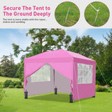 GDY 10x10ft Pop-up Paint Tent, Pink Canopy Tent, Instant Shelter Portable Outdoor Canopies with 4 Removable Side Walls. GDY
