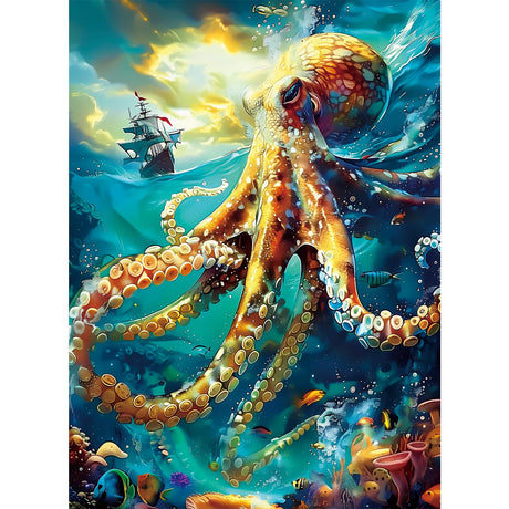 300 Piece Puzzle for Adults, Jigsaw Puzzle, Ocean Sailboat Octopus Jigsaw Puzzles, Funny Family Game and Learn About The Beauty of The Ocean, Friends Family Activity Game Nights Gifts, 20.5x15 in VOLUVOLU