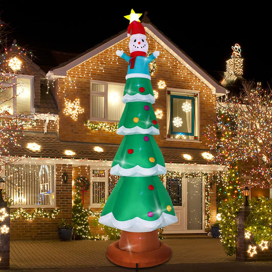 SHDEJTG 13ft Christmas Inflatable Outdoor Decoration Standing Christmas Tree Snowman Inflatable Patio Decoration with Built-in LED Lights for Christmas Holiday Party, Patio, Lawn Decoration