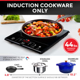 Mueller RapidTherm Portable Induction Cooktop, Hot Plate Electric Stove Top Burner 1800W, 8 Temp Levels up to 460°F, Auto-Off & Pot Detection, LED Display, Child Lock, 4 Programs, Burners for Cooking Mueller