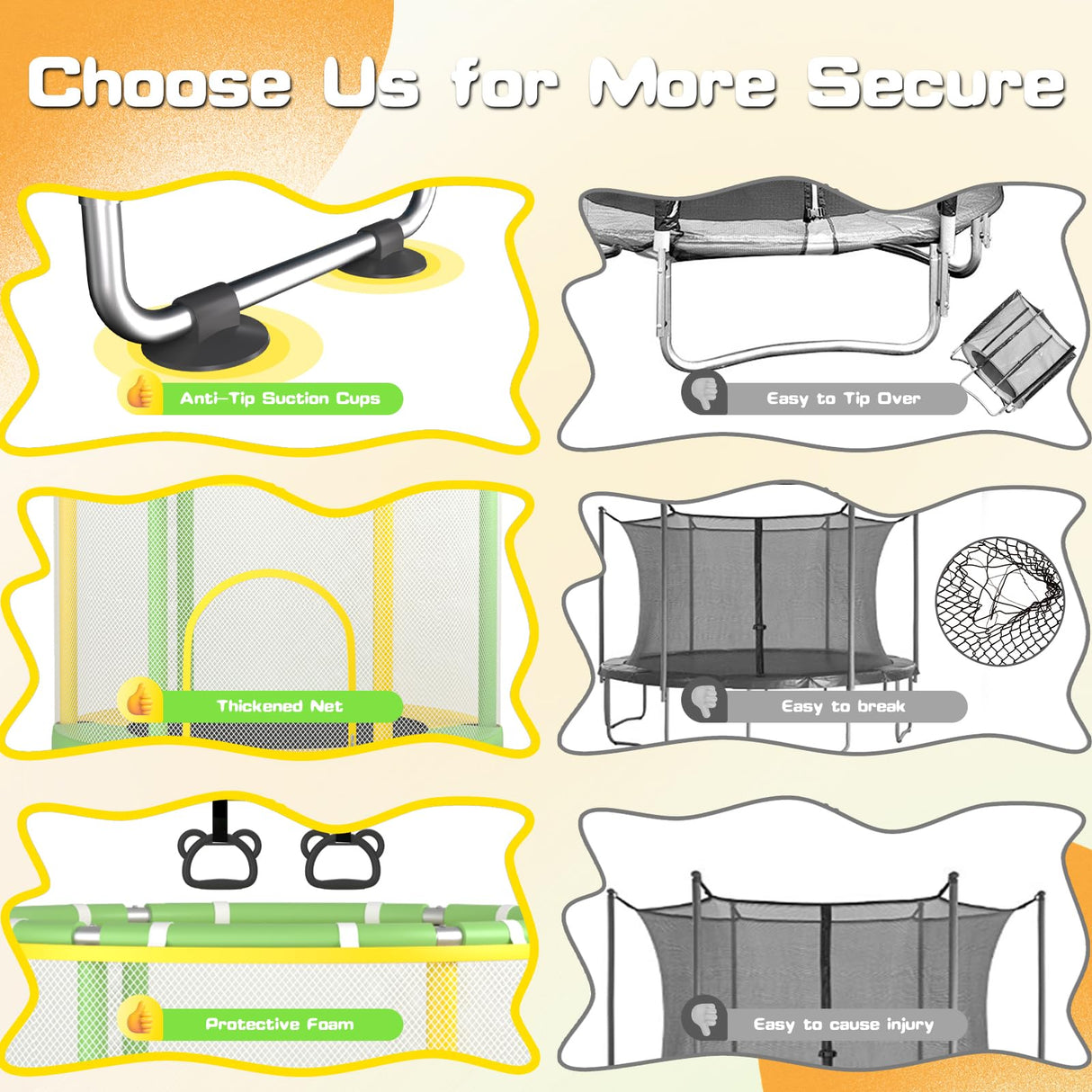 ZCMHAXJ 55" Trampoline for Kids with Enclosure, 440lbs Capacity Indoor & Outdoor Toddler Trampoline with Adjustable Gymnastics Bar & Toys, for Boys & Girls ZCMHAXJ