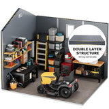 DWVO 8x9FT Outdoor Storage Shed w/o Floor, All-Weather Plastic Shed with Lockable Doors, Window & Vents, Plastic Tool Shed for Backyard, Patio, Poolside, Lawn, Gray DWVO