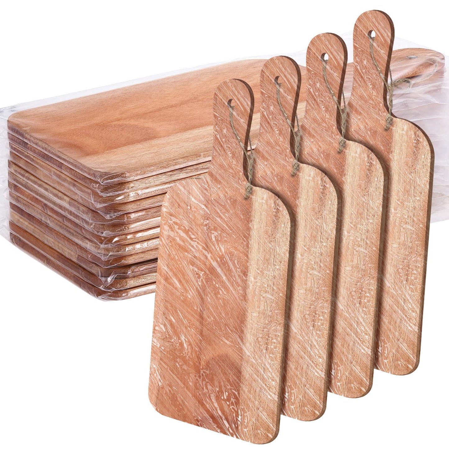 12 Packs Cutting Board Set Plain Chopping Board with Handles Large Serving Board Wooden Kitchen Cutting Board Bulk for Vegetables Meat Pizza Cheese Fruit Bread (15 x 7 Inch, Walnut)