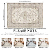 HILORUUG Washable Area Rug 9x12 - Bedroom Living Room Large Indoor Oriental Rugs - 0.13inch Low Pile Stain Resistant Rugs with Rubber Backing for at Least 108 sq ft Spaces (9x12 Ivory/Multi) HILORUUG