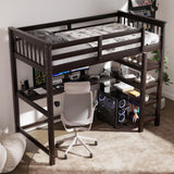 Revamp your space with the Merax Espresso Twin Loft Bed featuring a Desk and Storage Shelves Merax