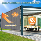 Shade&Beyond Outdoor Roller Shades with Splicing Design, 8' W x 8' H Cordless Patio Roll Up Blinds, Exterior Shade Cloth Roll for Porch, Gazebo, Pergola, Balcony, Gray Shade&Beyond