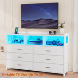 Alohappy 6 Drawer Dresser for Bedroom, LED Dresser Chest of Drawers with Power Outlets, Modern White Dresser for Bedroom, Living Room, Entryway, Hallway Alohappy