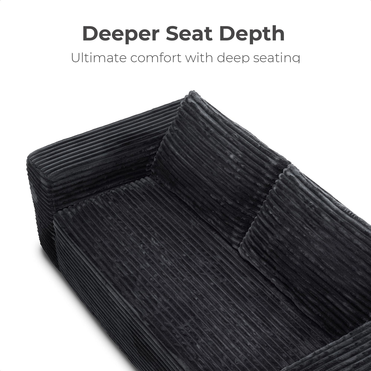 LIKIMIO 71" Loveseat Sofa, Comfy Deep Seat, No Assembly, Sofa in a Box, Modern Small Couch with Plush Fabric for Living Room, Bedroom, Apartment, Home Office, Black LIKIMIO