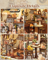 CUTEBEE Book Nook Kit - DIY Miniature House Dollhouse Kit for Adult and Teens, Booknook Bookshelf Decor Alley Model Build with LED Light, Gifts for Family and Friends (Sunny Cafe) CUTEBEE