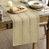 Artoid Mode Burlap Brown Farmhouse Woven Rustic Hollow Table Runner, Seasonal Holiday Hollow Kitchen Dining Table Decoration for Home Party Decor 12x72 Inch Artoid Mode