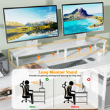 Furologee 61'' Computer Desk with Fabric File Cabinet & Drawer, Reversible White Storage Shelf, Office Long Monitor Stand, Writting Workstation, for Home/Office/Bedroom, 61in NO Outlets Furologee