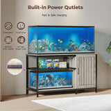Tatub 55-90 Gallon Aquarium Stand with Power Outlets, Large Fish Tank Stand with Cabinet for Accessories Storage, Heavy Duty Metal Fish Tank Table Suitable for Turtle, Reptile, 1000LBS Capacity Tatub